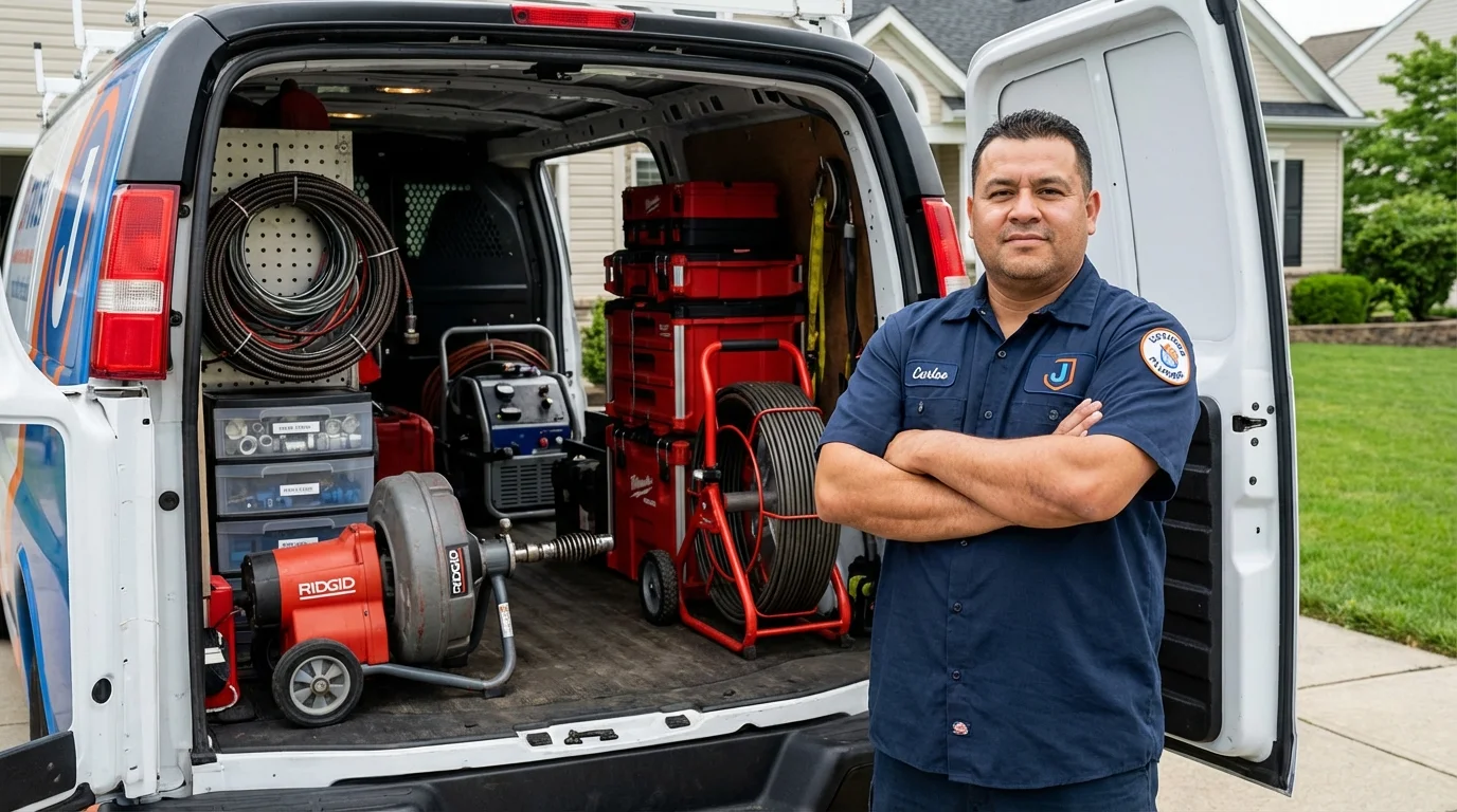 Professional drain cleaning equipment and Johns Plumbing LLC plumber in Gueydan