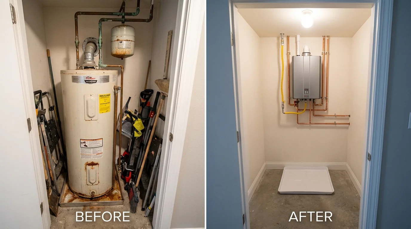 Tank water heater versus wall-mounted tankless unit comparison for Gueydan, LA homeowners